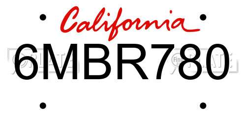 6MBR780 California License Plate