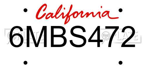 6MBS472 California License Plate