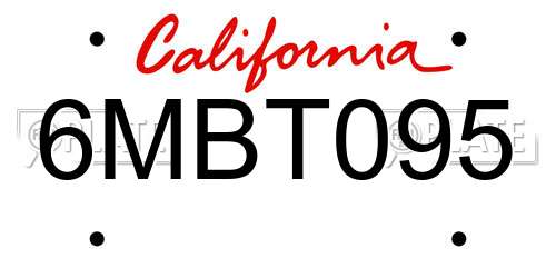 6MBT095 California License Plate