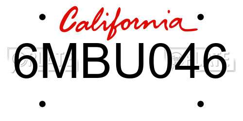 6MBU046 California License Plate