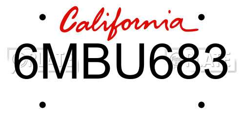 6MBU683 California License Plate