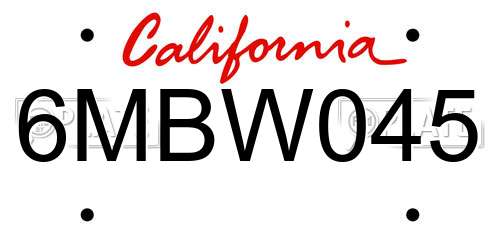 6MBW045 California License Plate