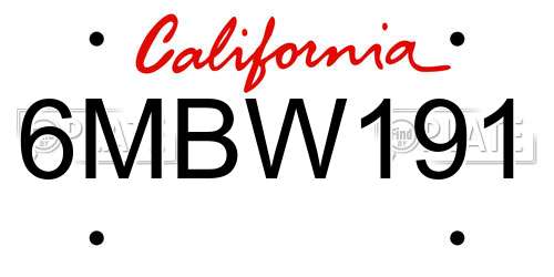 6MBW191 California License Plate