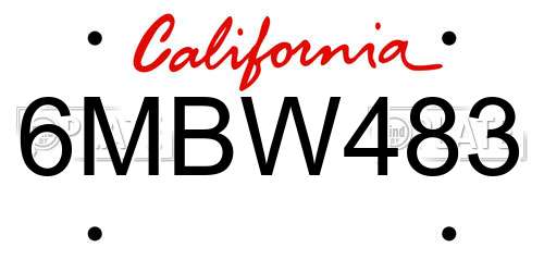6MBW483 California License Plate