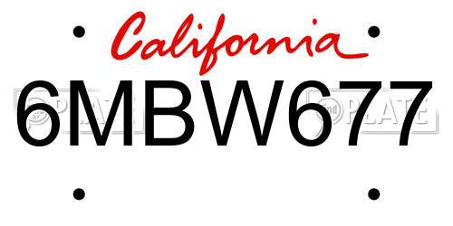 6MBW677 California License Plate