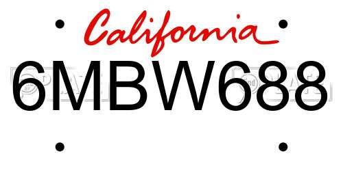 6MBW688 California License Plate