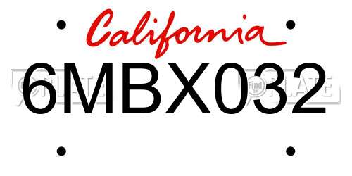 6MBX032 California License Plate
