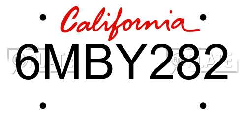 6MBY282 California License Plate