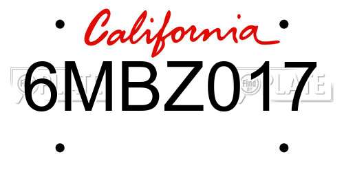 6MBZ017 California License Plate