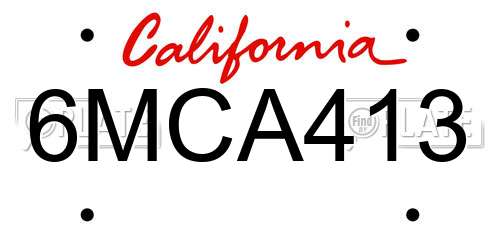 6MCA413 California License Plate