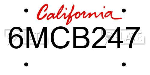 6MCB247 California License Plate