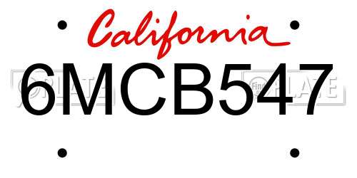6MCB547 California License Plate