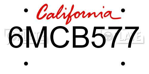 6MCB577 California License Plate