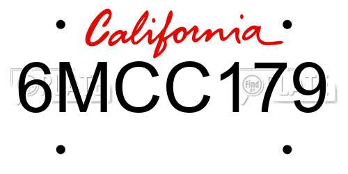 6MCC179 California License Plate