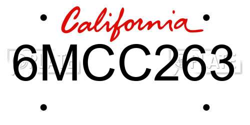 6MCC263 California License Plate