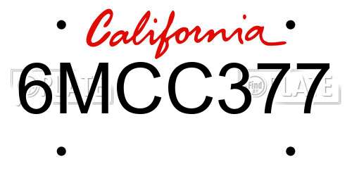 6MCC377 California License Plate