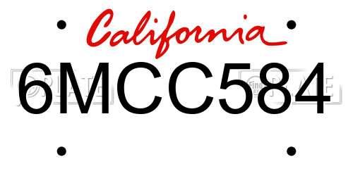 6MCC584 California License Plate