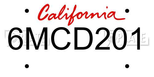 6MCD201 California License Plate
