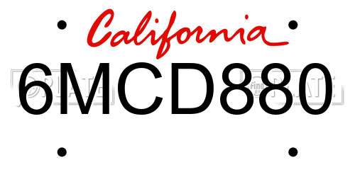 6MCD880 California License Plate