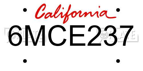 6MCE237 California License Plate