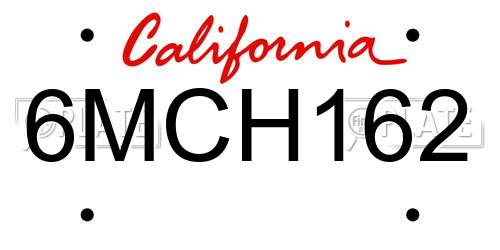 6MCH162 California License Plate