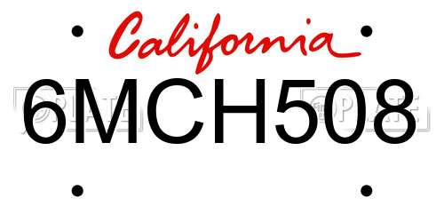 6MCH508 California License Plate