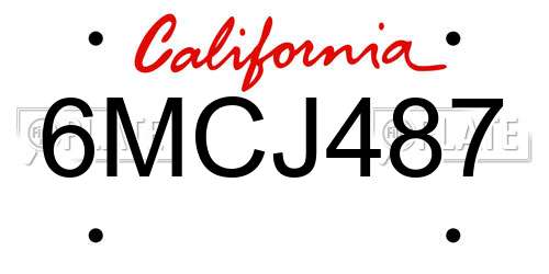 6MCJ487 California License Plate