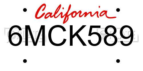 6MCK589 California License Plate