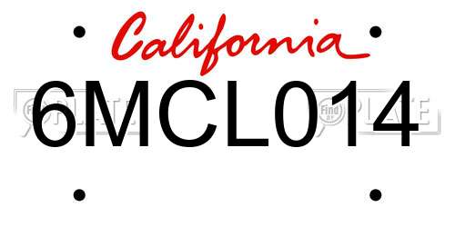 6MCL014 California License Plate