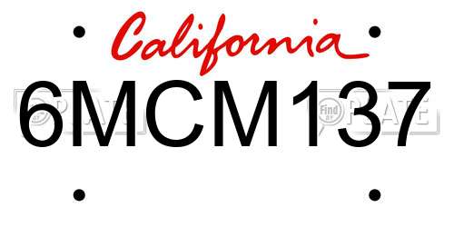 6MCM137 California License Plate