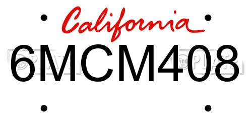 6MCM408 California License Plate