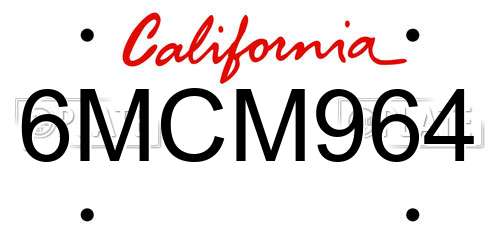 6MCM964 California License Plate