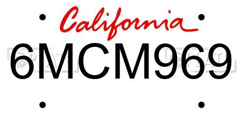 6MCM969 California License Plate