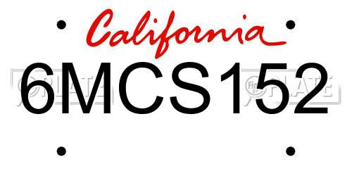 6MCS152 California License Plate