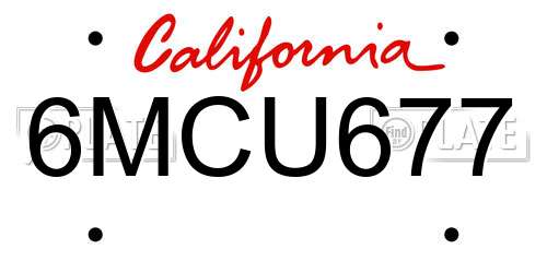 6MCU677 California License Plate