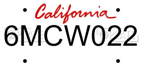 6MCW022 California License Plate