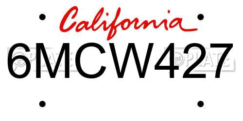 6MCW427 California License Plate