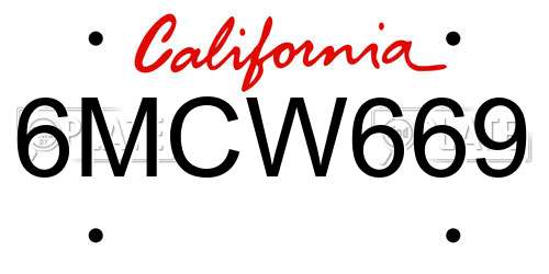 6MCW669 California License Plate