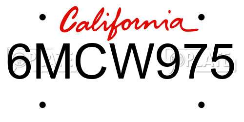 6MCW975 California License Plate