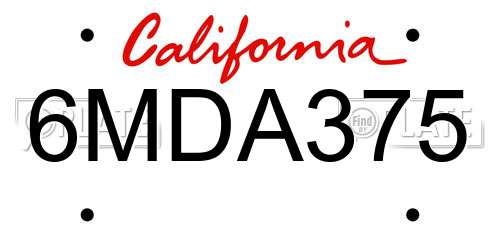 6MDA375 California License Plate
