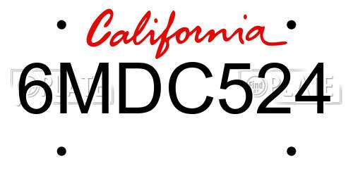 6MDC524 California License Plate