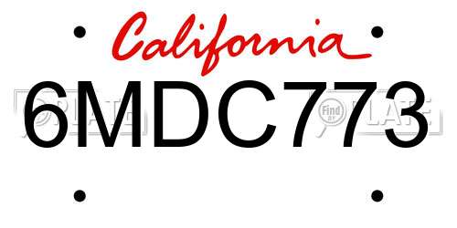 6MDC773 California License Plate