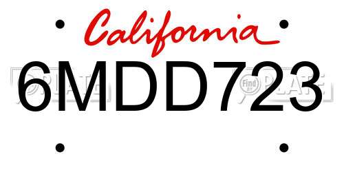 6MDD723 California License Plate