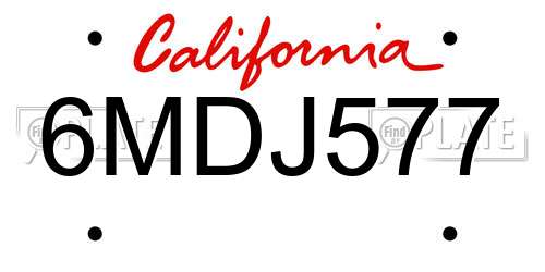 6MDJ577 California License Plate