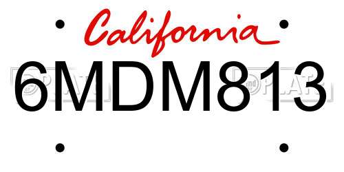 6MDM813 California License Plate