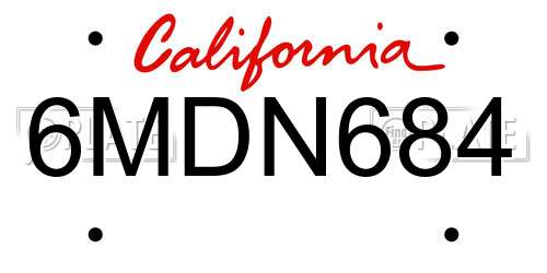 6MDN684 California License Plate