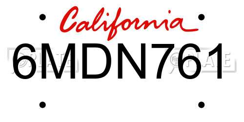 6MDN761 California License Plate