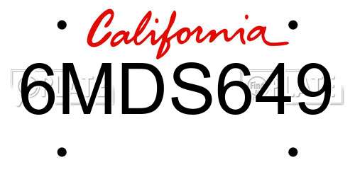 6MDS649 California License Plate