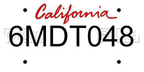 6MDT048 California License Plate