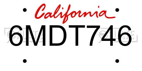 6MDT746 California License Plate